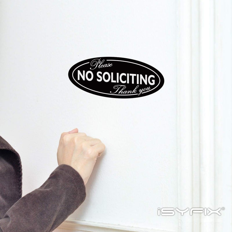 iSYFIX No Soliciting Sign Sticker for House, Home & Business - 4 Pack 7 x 3 inch - Premium Self-Adhesive Vinyl, Laminated for Ultimate UV, Weather, Scratch, Water and Fade Resistance, Indoor & Outdoor - Image 4